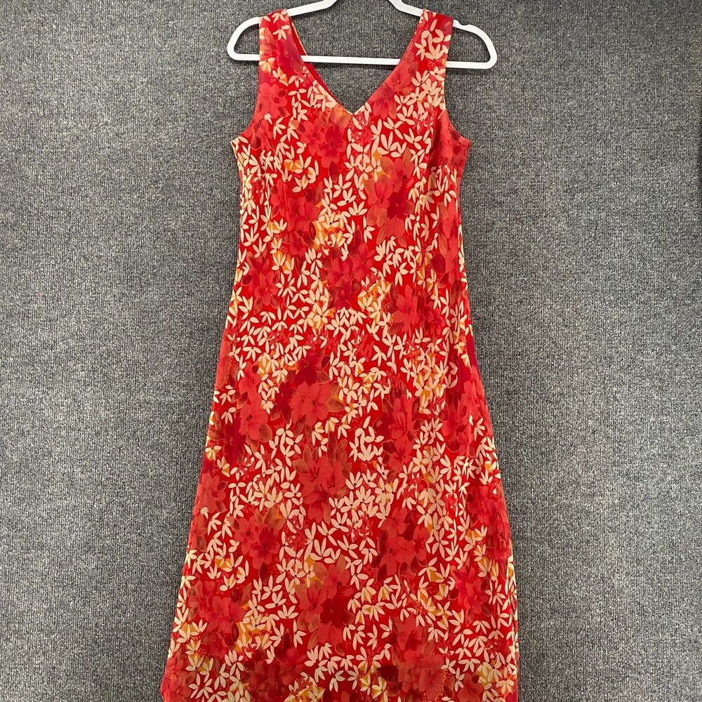 Vintage 90s Believe Dress Womens 8 Pink Floral V-Neck Midi Y2K Fairy Cottagecore